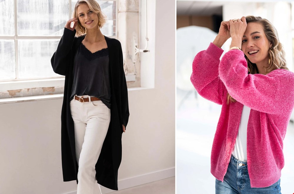Chic in zwart en heerlijk roze vestje Chic in zwart en heerlijk roze vestje
